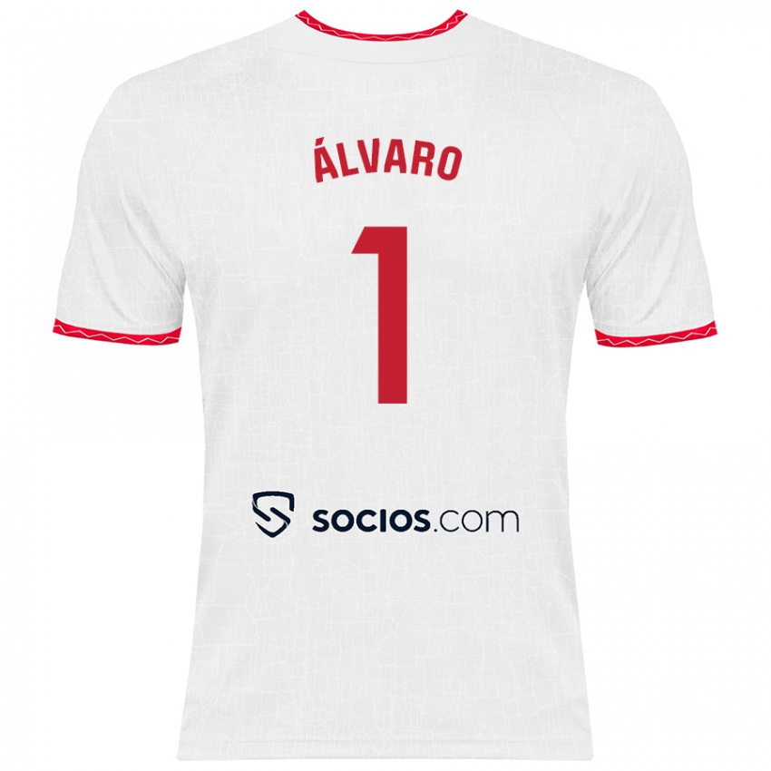 Niño Camiseta Álvaro Fernández #1 Blanco Rojo 1ª Equipación 2024/25 La Camisa