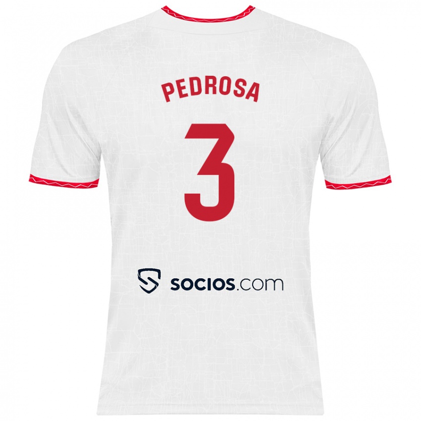 Niño Camiseta Adrià Pedrosa #3 Blanco Rojo 1ª Equipación 2024/25 La Camisa