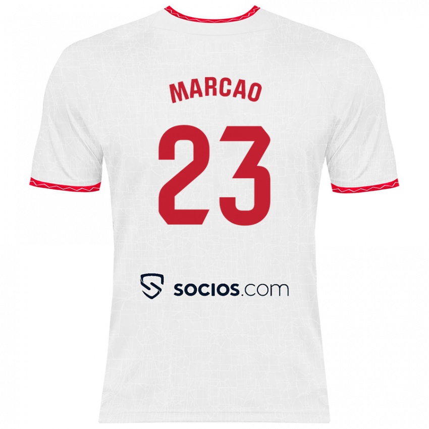 Niño Camiseta Marcão #23 Blanco Rojo 1ª Equipación 2024/25 La Camisa