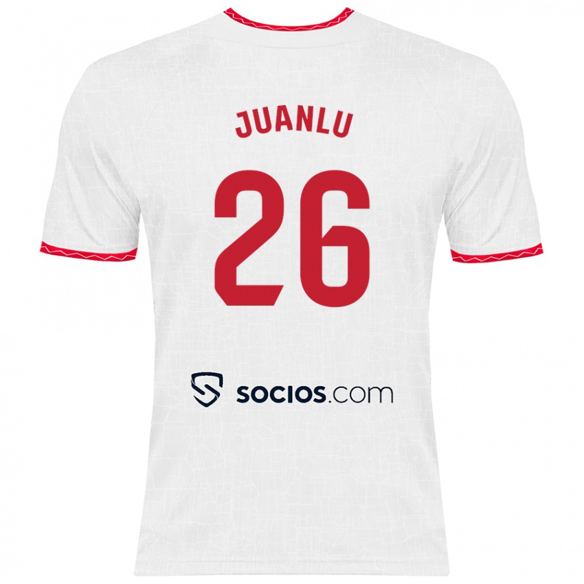 Niño Camiseta Juanlu Sánchez #26 Blanco Rojo 1ª Equipación 2024/25 La Camisa