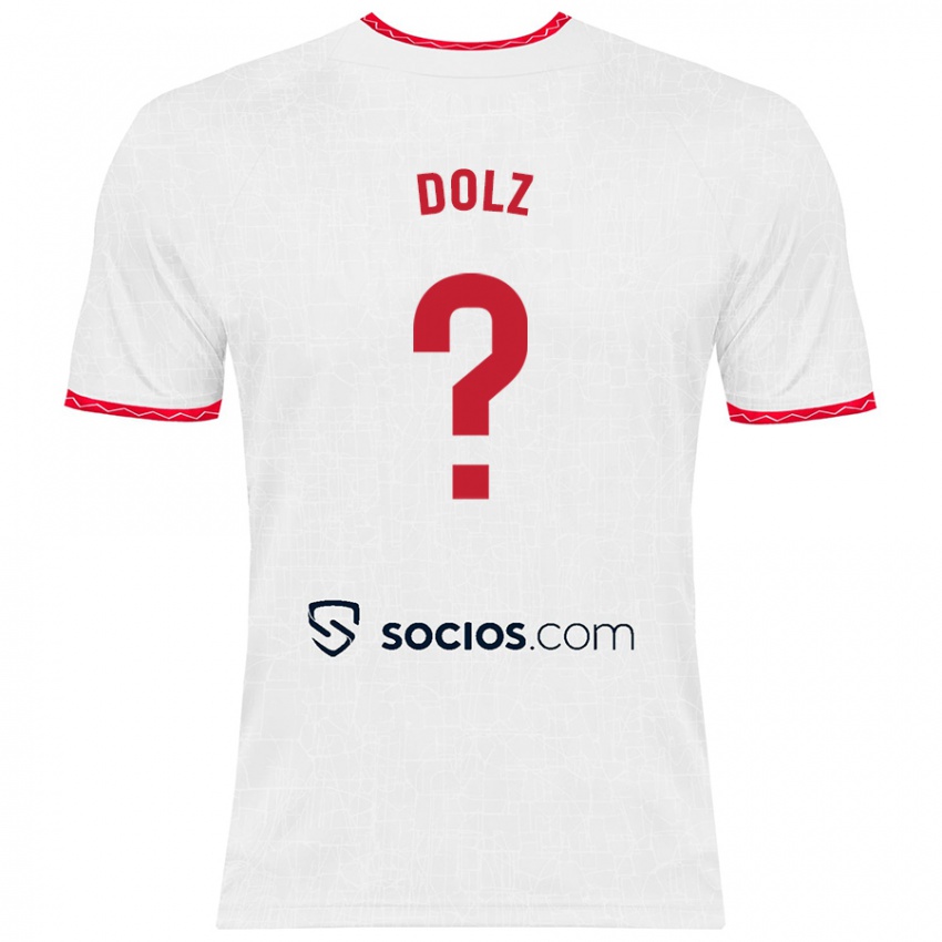 Niño Camiseta Marc Dolz #0 Blanco Rojo 1ª Equipación 2024/25 La Camisa