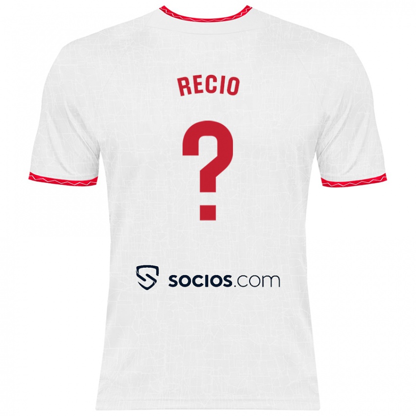 Niño Camiseta Sergio Recio #0 Blanco Rojo 1ª Equipación 2024/25 La Camisa