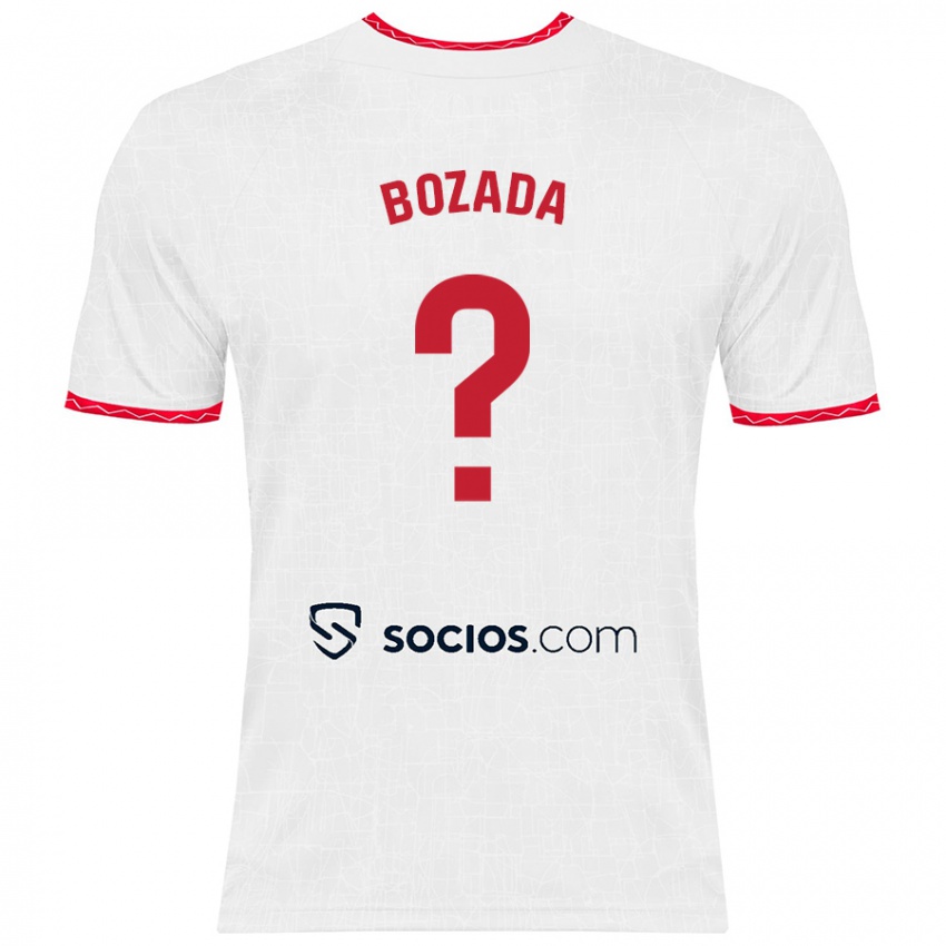 Niño Camiseta José Antonio Bozada #0 Blanco Rojo 1ª Equipación 2024/25 La Camisa