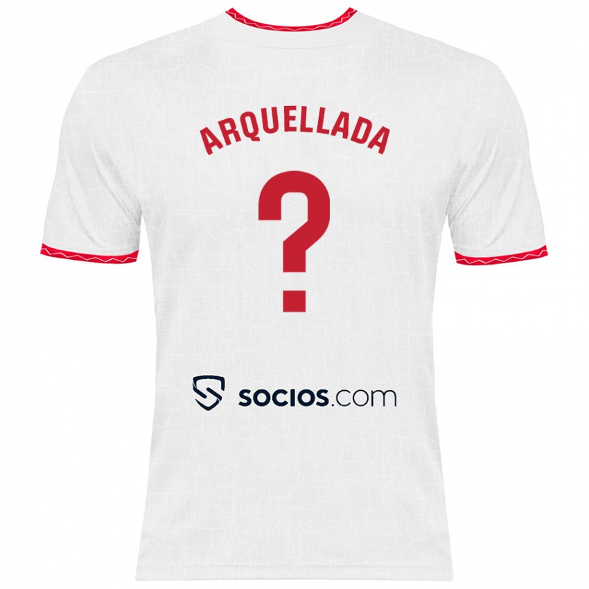 Niño Camiseta Álvaro Arquellada #0 Blanco Rojo 1ª Equipación 2024/25 La Camisa