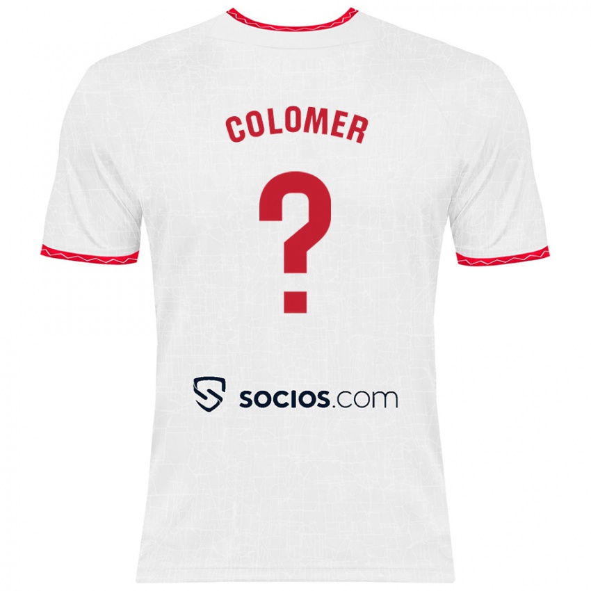 Niño Camiseta Carlos Colomer #0 Blanco Rojo 1ª Equipación 2024/25 La Camisa