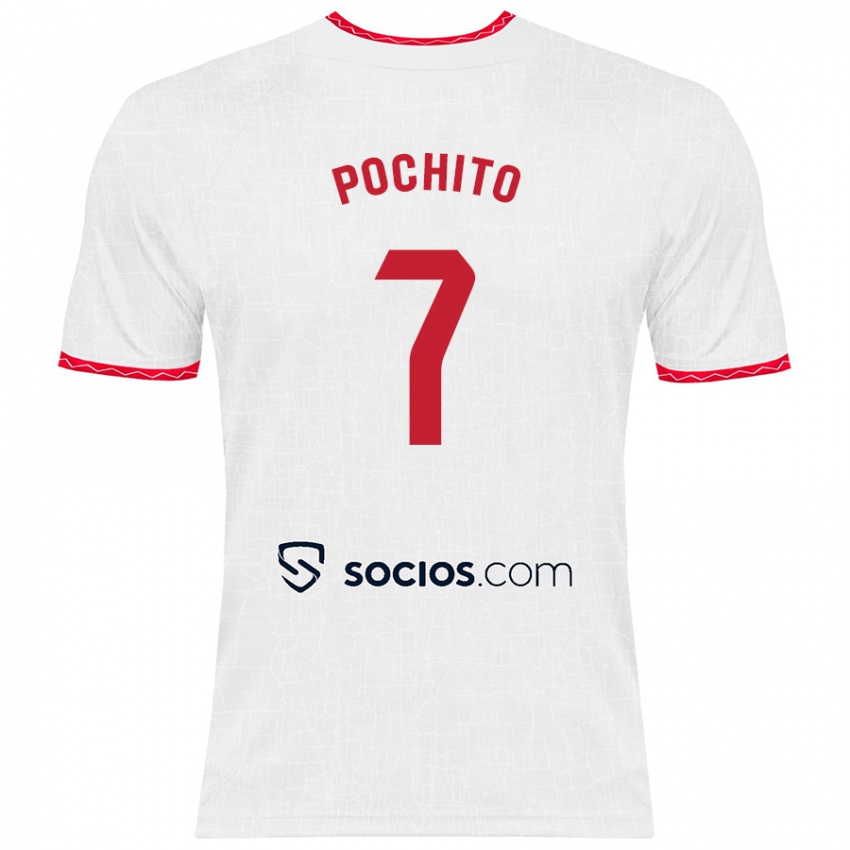 Niño Camiseta Pochito #7 Blanco Rojo 1ª Equipación 2024/25 La Camisa