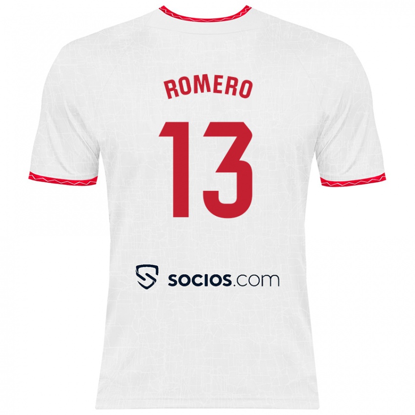 Niño Camiseta Rafael Romero #13 Blanco Rojo 1ª Equipación 2024/25 La Camisa