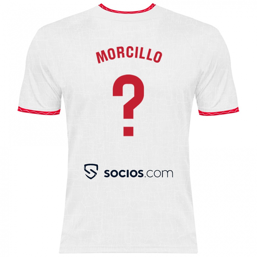 Niño Camiseta Raquel Morcillo #0 Blanco Rojo 1ª Equipación 2024/25 La Camisa