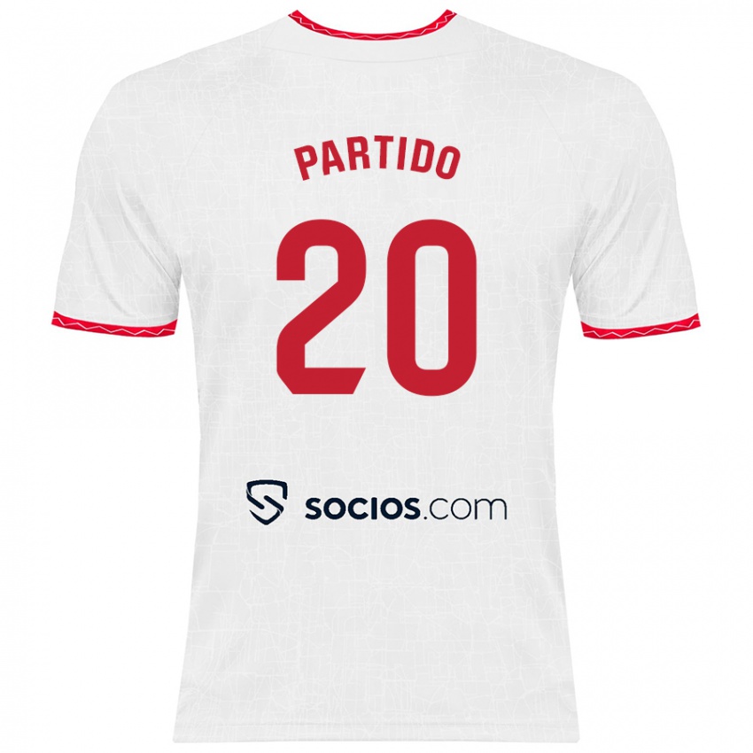 Niño Camiseta Paula Partido #20 Blanco Rojo 1ª Equipación 2024/25 La Camisa