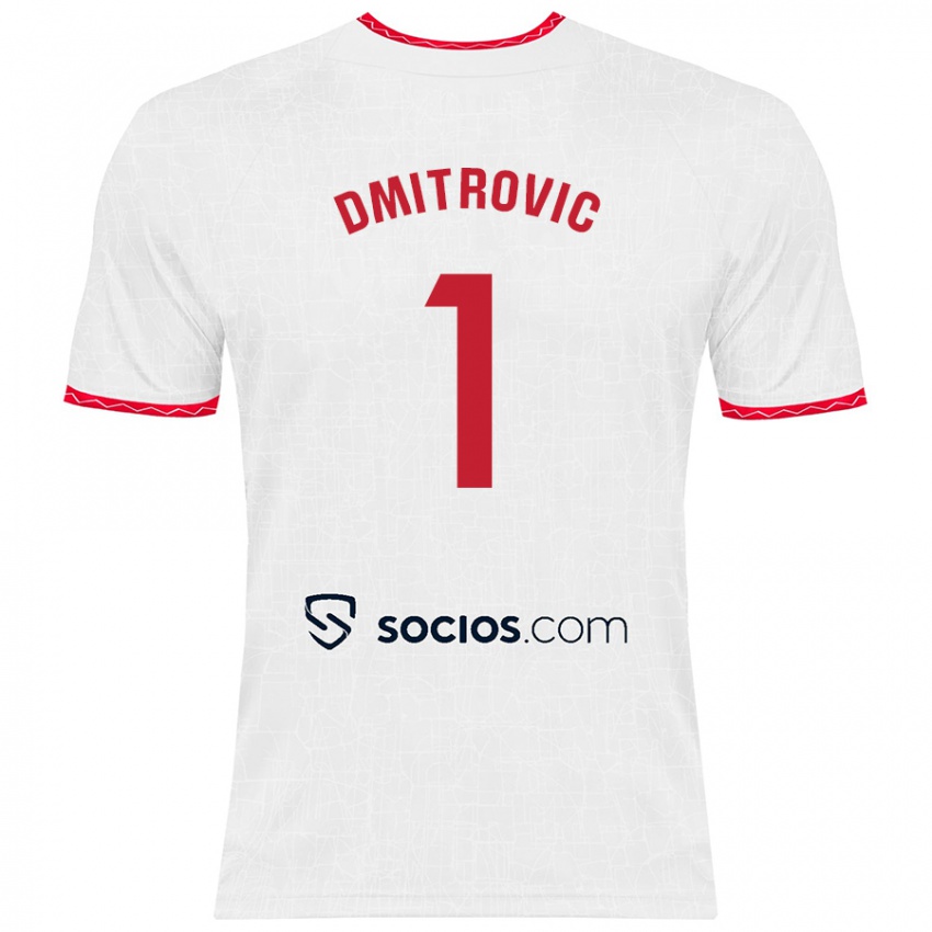 Niño Camiseta Marko Dmitrović #1 Blanco Rojo 1ª Equipación 2024/25 La Camisa