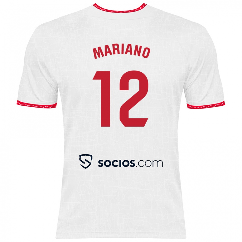 Niño Camiseta Mariano Diaz #12 Blanco Rojo 1ª Equipación 2024/25 La Camisa