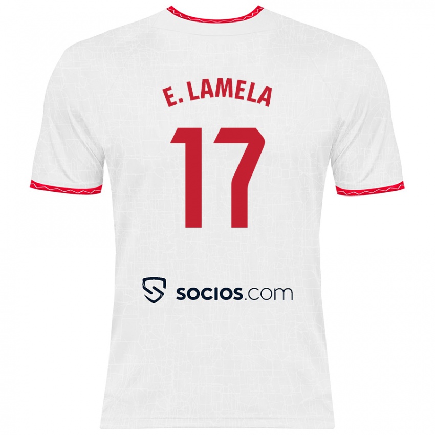 Niño Camiseta Erik Lamela #17 Blanco Rojo 1ª Equipación 2024/25 La Camisa