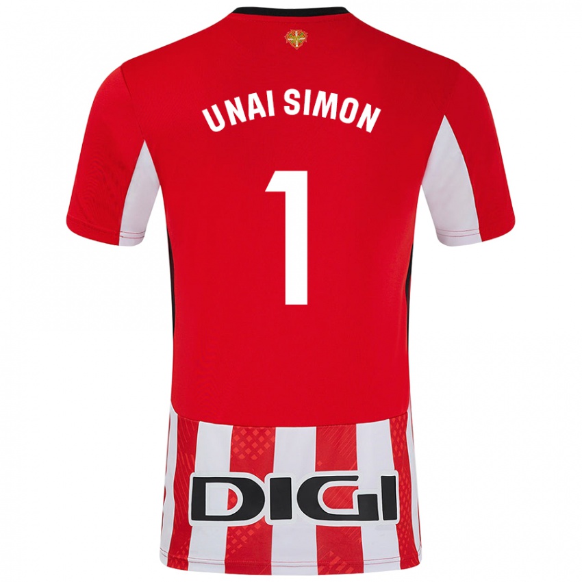 Niño Camiseta Unai Simón #1 Rojo Blanco 1ª Equipación 2024/25 La Camisa