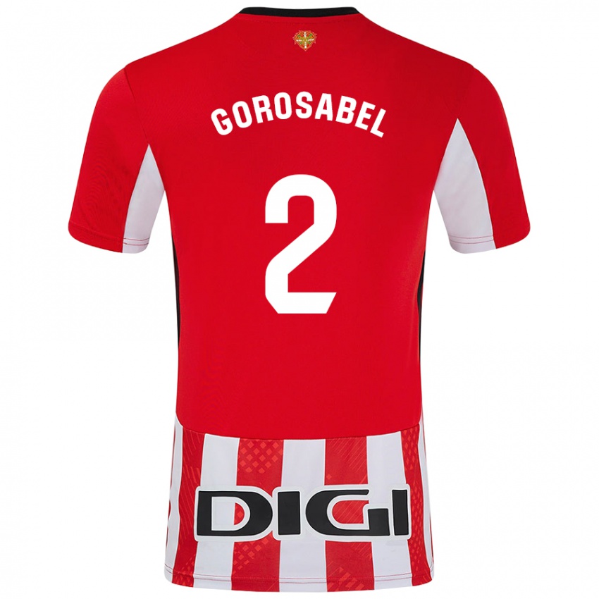 Niño Camiseta Andoni Gorosabel #2 Rojo Blanco 1ª Equipación 2024/25 La Camisa