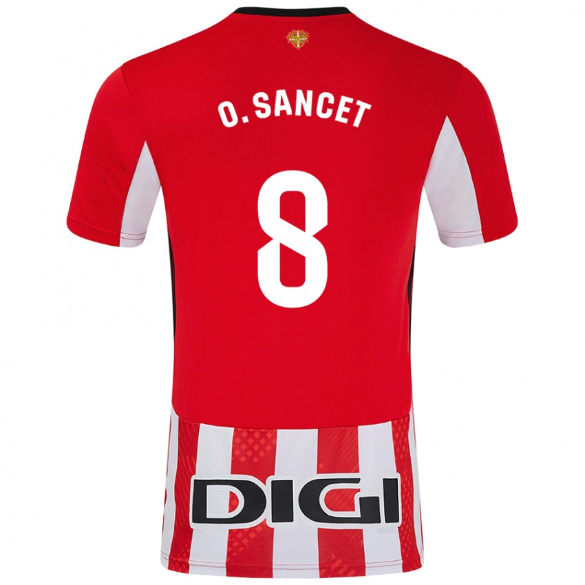 Niño Camiseta Oihan Sancet #8 Rojo Blanco 1ª Equipación 2024/25 La Camisa