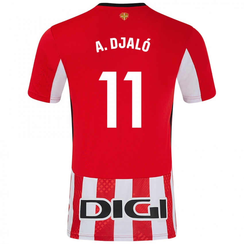 Niño Camiseta Álvaro Djaló #11 Rojo Blanco 1ª Equipación 2024/25 La Camisa