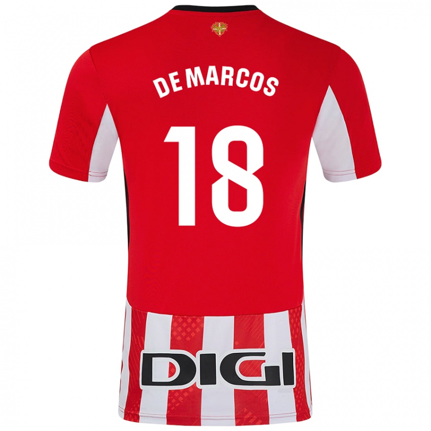 Niño Camiseta Óscar De Marcos #18 Rojo Blanco 1ª Equipación 2024/25 La Camisa