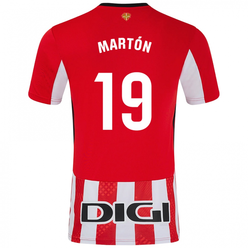 Niño Camiseta Javier Martón #19 Rojo Blanco 1ª Equipación 2024/25 La Camisa