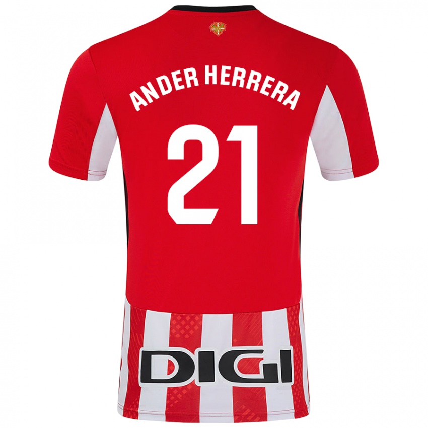 Niño Camiseta Ander Herrera #21 Rojo Blanco 1ª Equipación 2024/25 La Camisa