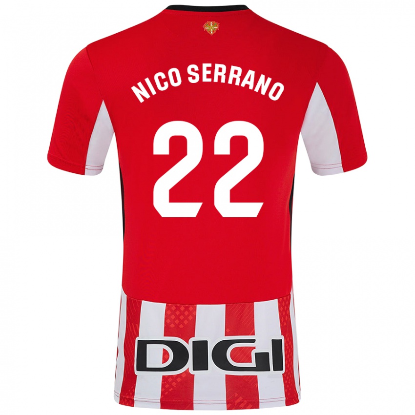 Niño Camiseta Nico Serrano #22 Rojo Blanco 1ª Equipación 2024/25 La Camisa