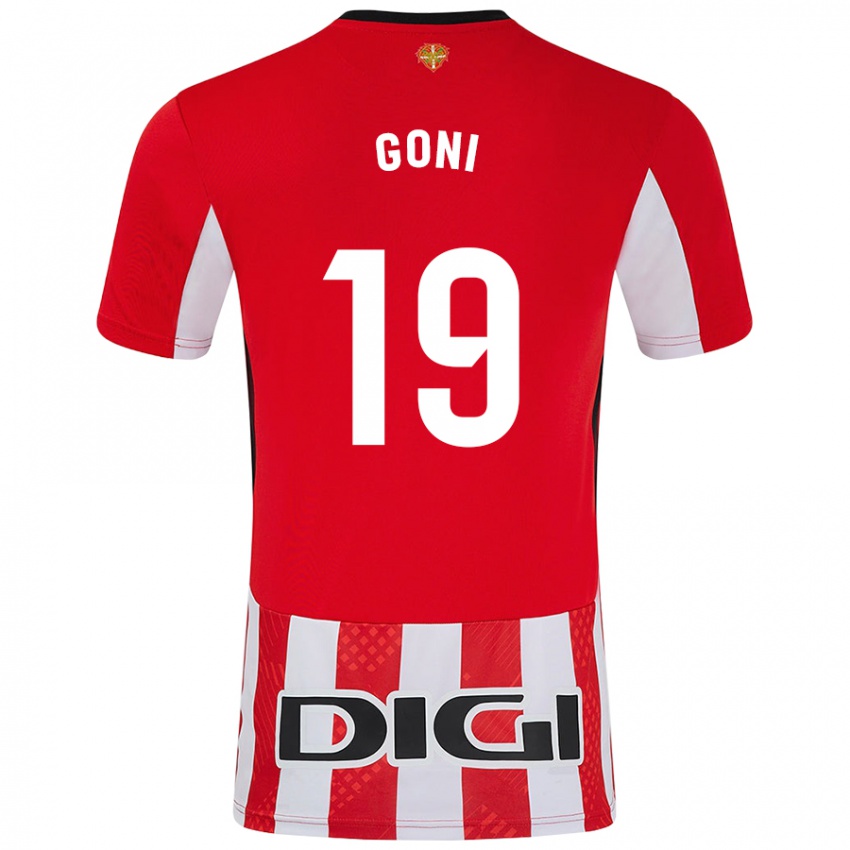 Niño Camiseta Marcos Goñi #19 Rojo Blanco 1ª Equipación 2024/25 La Camisa