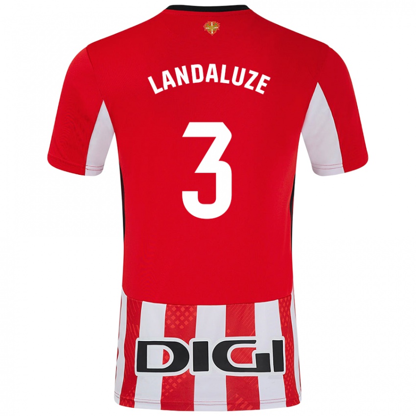 Niño Camiseta Naia Landaluze Marquínez #3 Rojo Blanco 1ª Equipación 2024/25 La Camisa