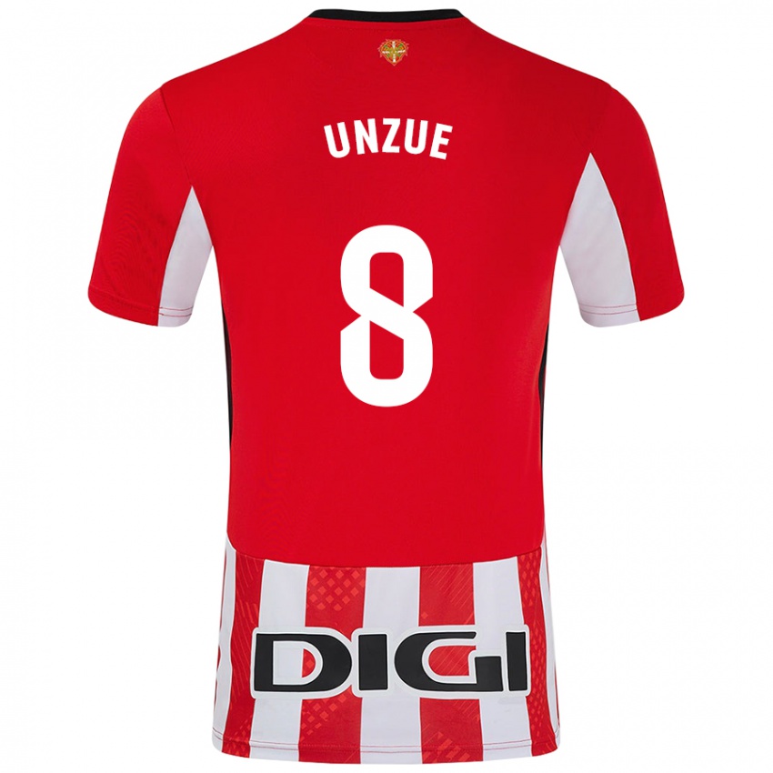 Niño Camiseta Marta Unzué #8 Rojo Blanco 1ª Equipación 2024/25 La Camisa