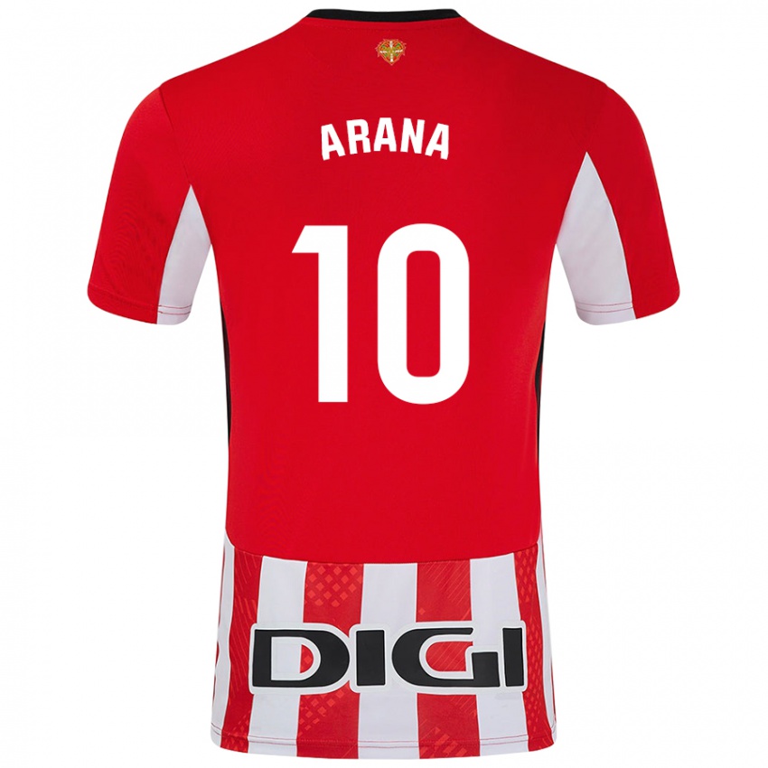 Niño Camiseta Paula Arana Montes #10 Rojo Blanco 1ª Equipación 2024/25 La Camisa