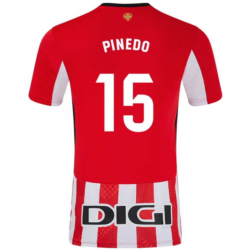 Niño Camiseta Clara Pinedo Castresana #15 Rojo Blanco 1ª Equipación 2024/25 La Camisa