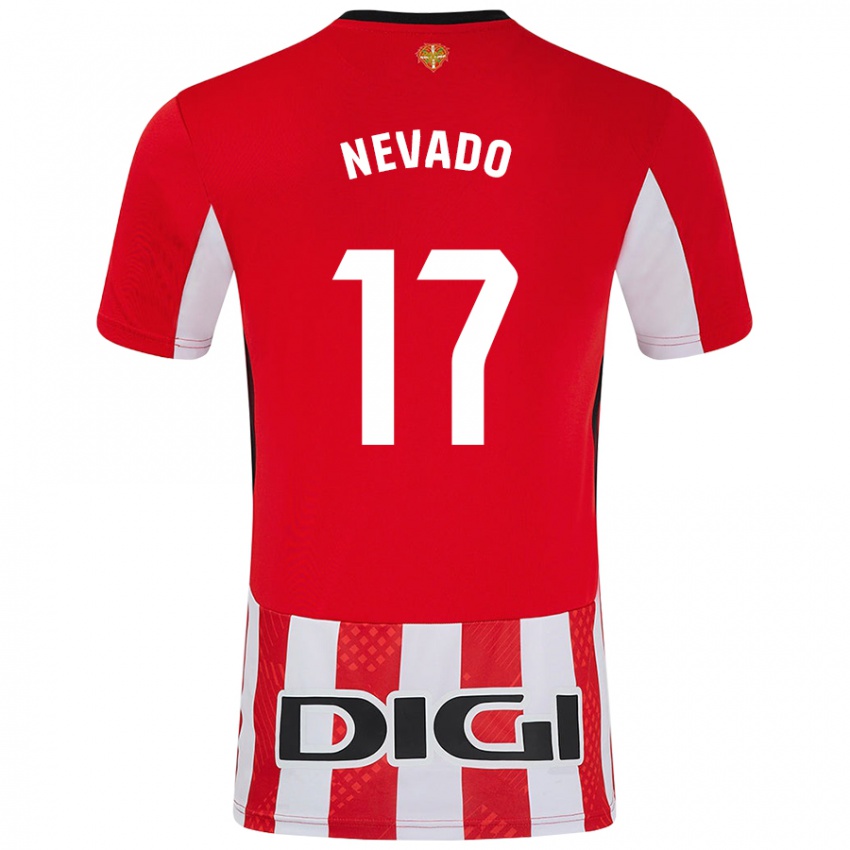 Niño Camiseta Nerea Nevado Gómez #17 Rojo Blanco 1ª Equipación 2024/25 La Camisa