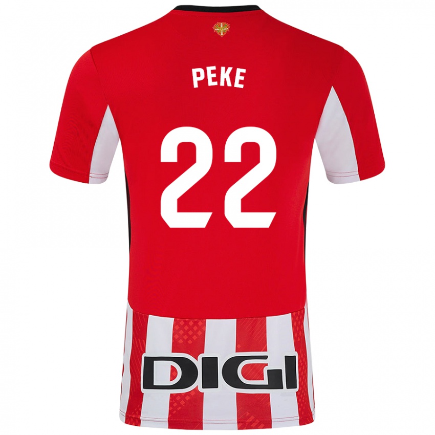 Niño Camiseta Ainize Barea Nuñez #22 Rojo Blanco 1ª Equipación 2024/25 La Camisa