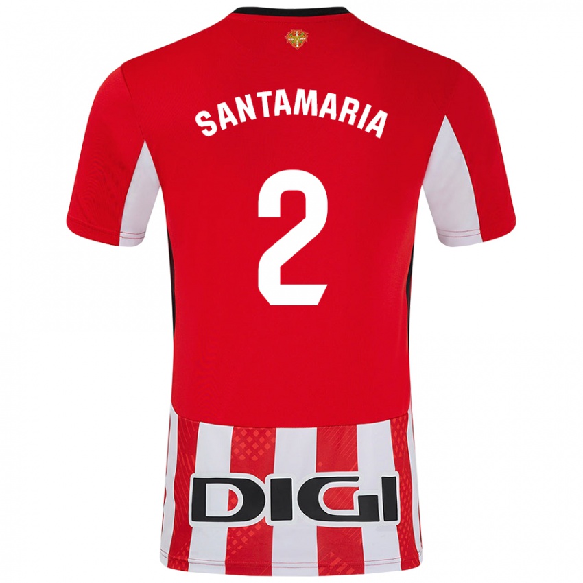 Niño Camiseta Unai Santamaría #2 Rojo Blanco 1ª Equipación 2024/25 La Camisa