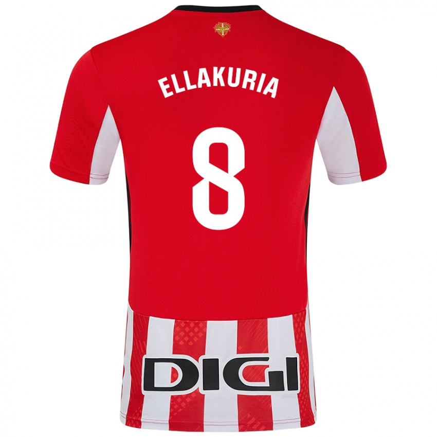 Niño Camiseta Eneko Ellakuria #8 Rojo Blanco 1ª Equipación 2024/25 La Camisa