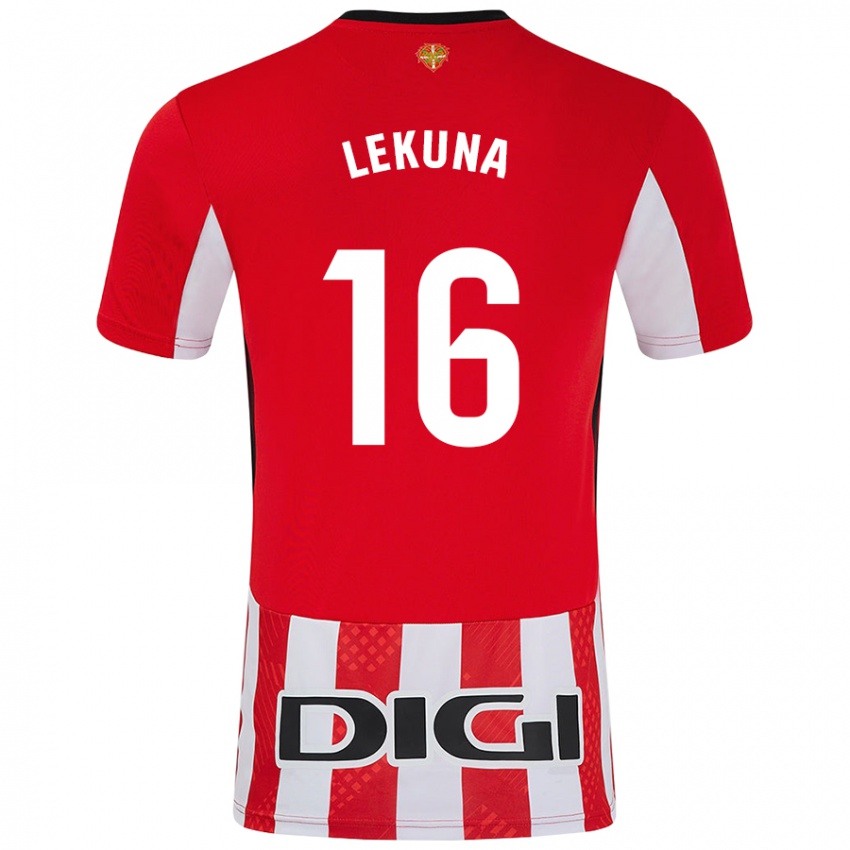 Niño Camiseta Adrián Lekuna #16 Rojo Blanco 1ª Equipación 2024/25 La Camisa