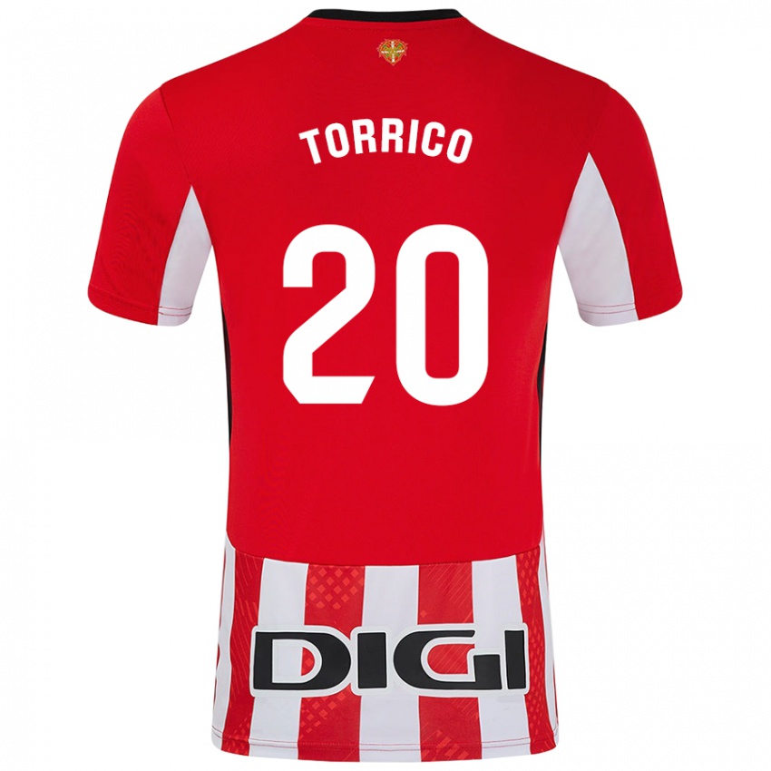 Niño Camiseta Aitor Torrico #20 Rojo Blanco 1ª Equipación 2024/25 La Camisa