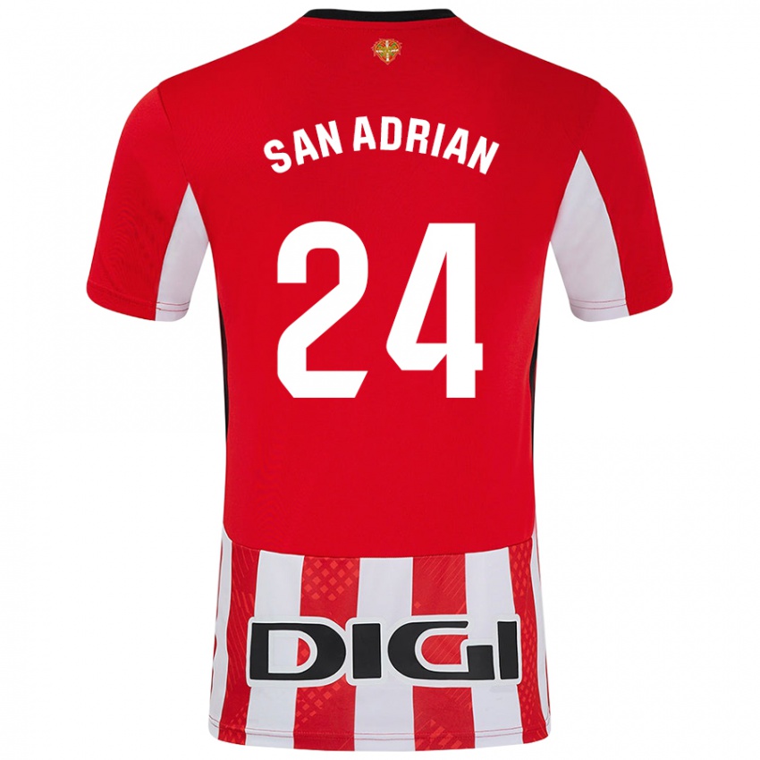 Niño Camiseta Marta San Adrián Rocandio #24 Rojo Blanco 1ª Equipación 2024/25 La Camisa