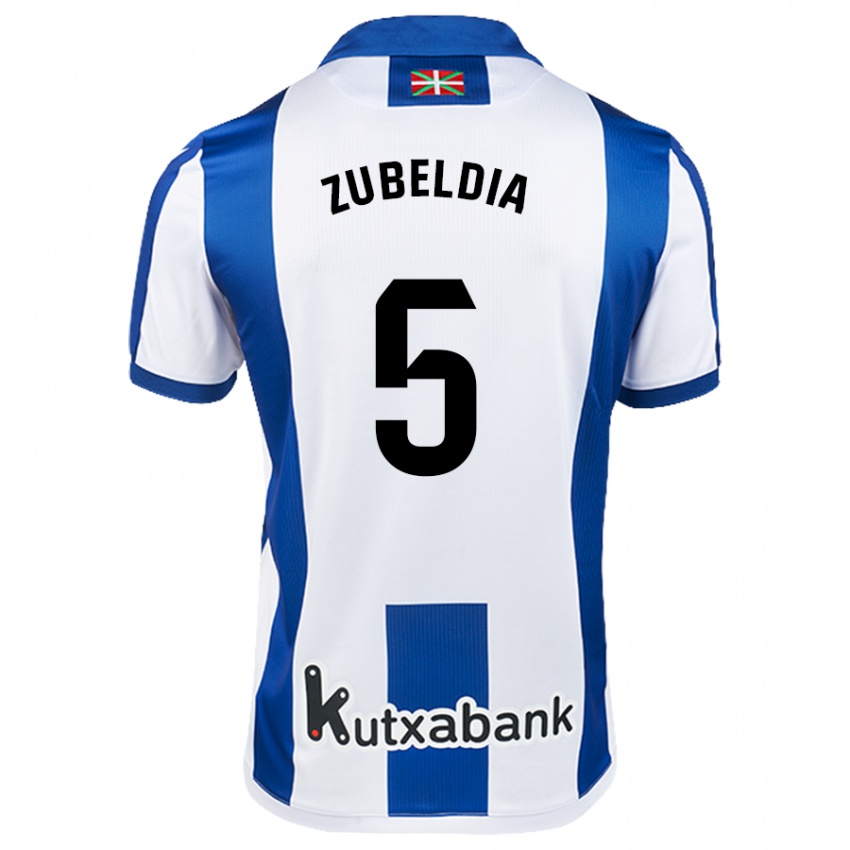 Niño Camiseta Igor Zubeldia #5 Blanco Azul 1ª Equipación 2024/25 La Camisa