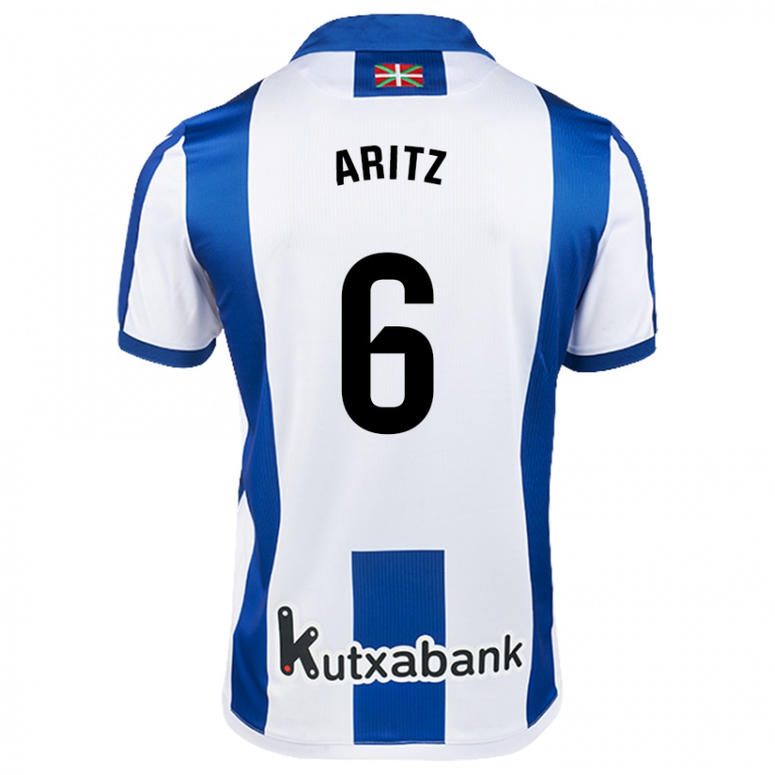 Niño Camiseta Aritz Elustondo #6 Blanco Azul 1ª Equipación 2024/25 La Camisa