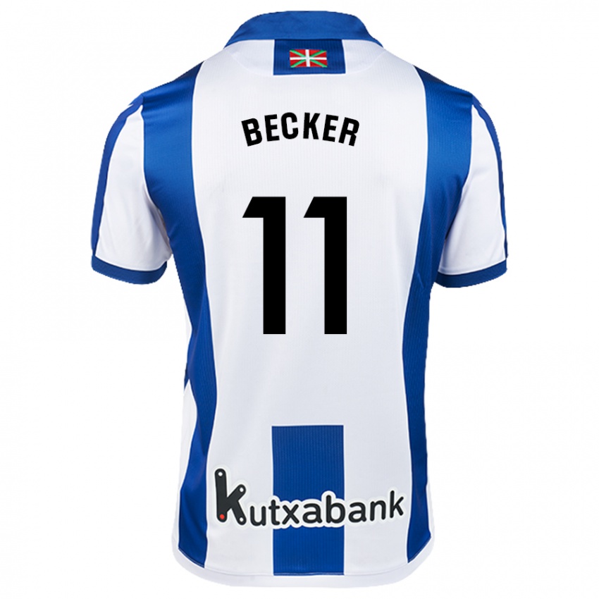 Niño Camiseta Sheraldo Becker #11 Blanco Azul 1ª Equipación 2024/25 La Camisa