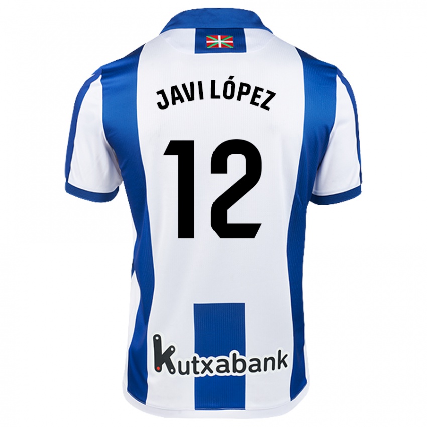 Niño Camiseta Javi López #12 Blanco Azul 1ª Equipación 2024/25 La Camisa