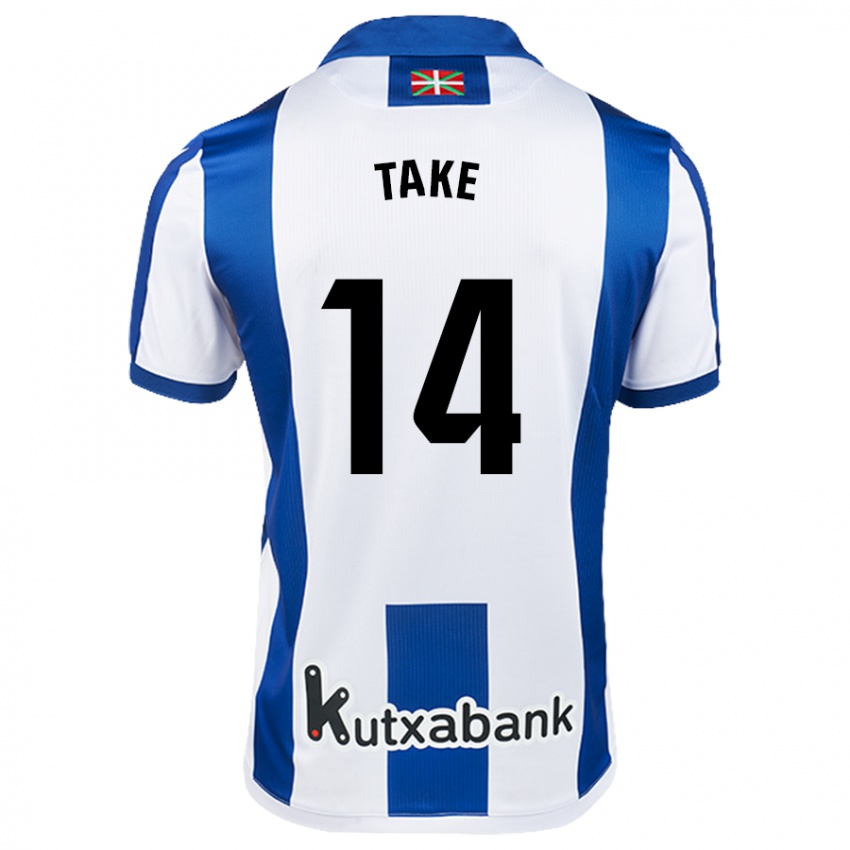 Niño Camiseta Takefusa Kubo #14 Blanco Azul 1ª Equipación 2024/25 La Camisa