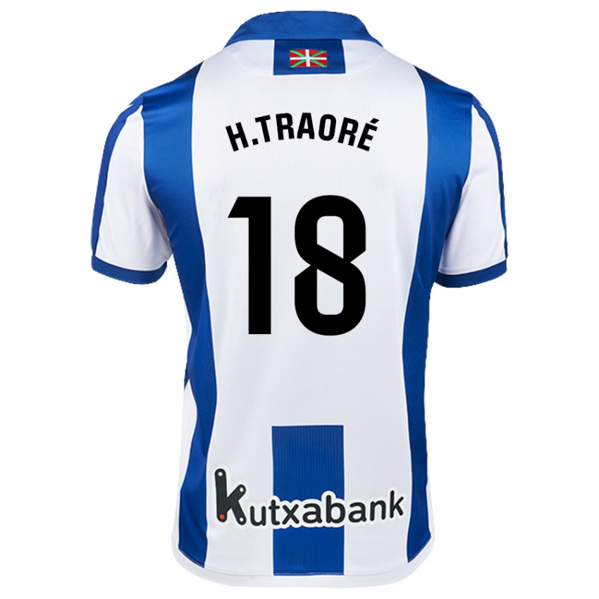 Niño Camiseta Hamari Traoré #18 Blanco Azul 1ª Equipación 2024/25 La Camisa