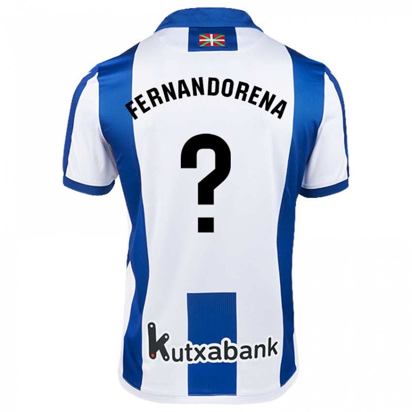 Niño Camiseta Alex Fernandorena #0 Blanco Azul 1ª Equipación 2024/25 La Camisa