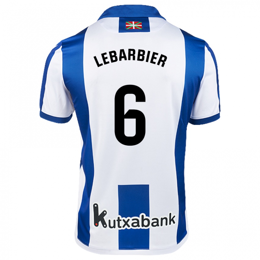 Niño Camiseta Alex Lebarbier #6 Blanco Azul 1ª Equipación 2024/25 La Camisa