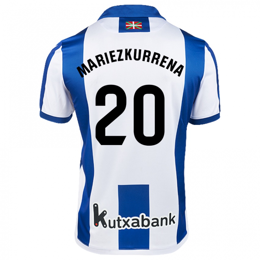 Niño Camiseta Arkaitz Mariezkurrena #20 Blanco Azul 1ª Equipación 2024/25 La Camisa