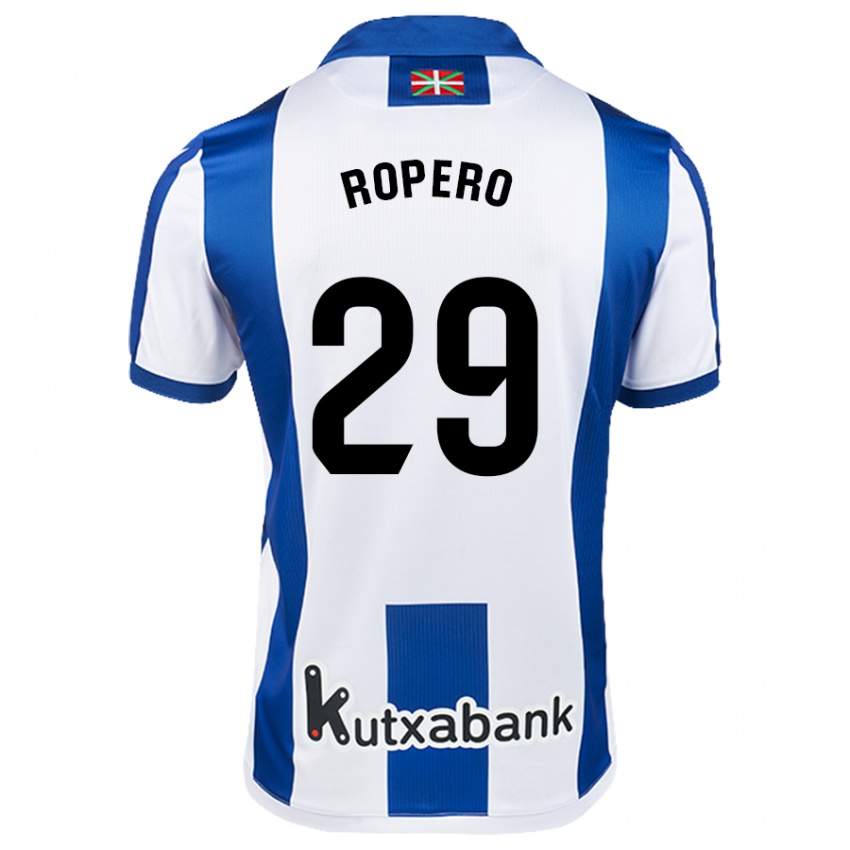 Niño Camiseta Iker Ropero #29 Blanco Azul 1ª Equipación 2024/25 La Camisa