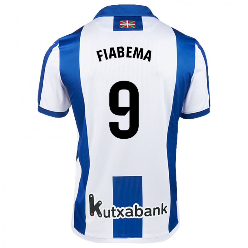 Niño Camiseta Bryan Fiabema #9 Blanco Azul 1ª Equipación 2024/25 La Camisa