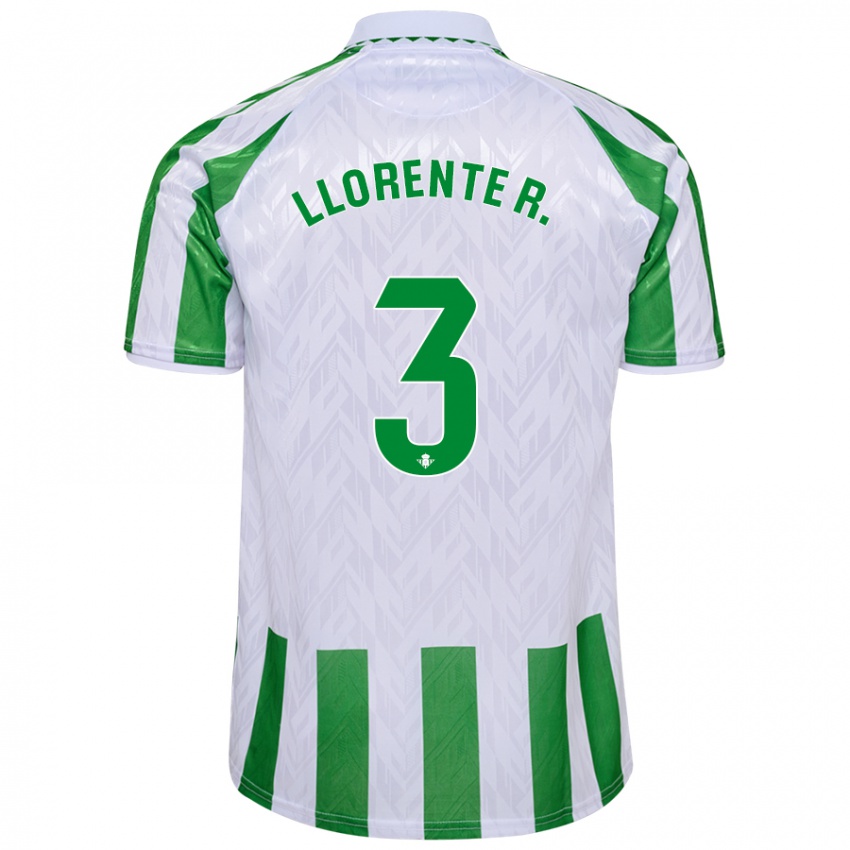 Niño Camiseta Diego Llorente #3 Verde Rayas Blancas 1ª Equipación 2024/25 La Camisa