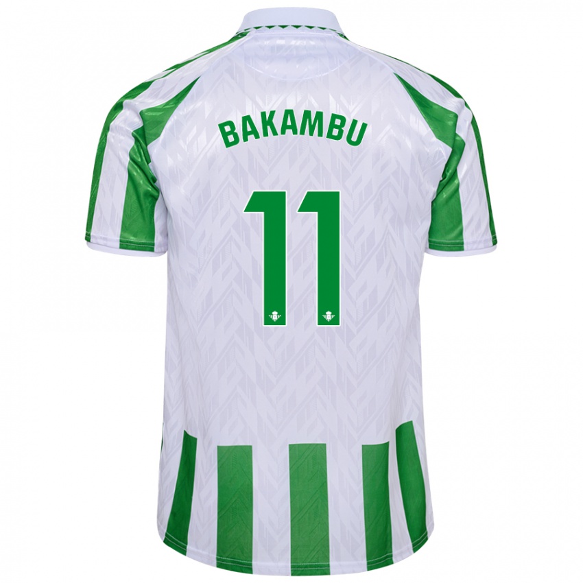 Niño Camiseta Cedric Bakambu #11 Verde Rayas Blancas 1ª Equipación 2024/25 La Camisa