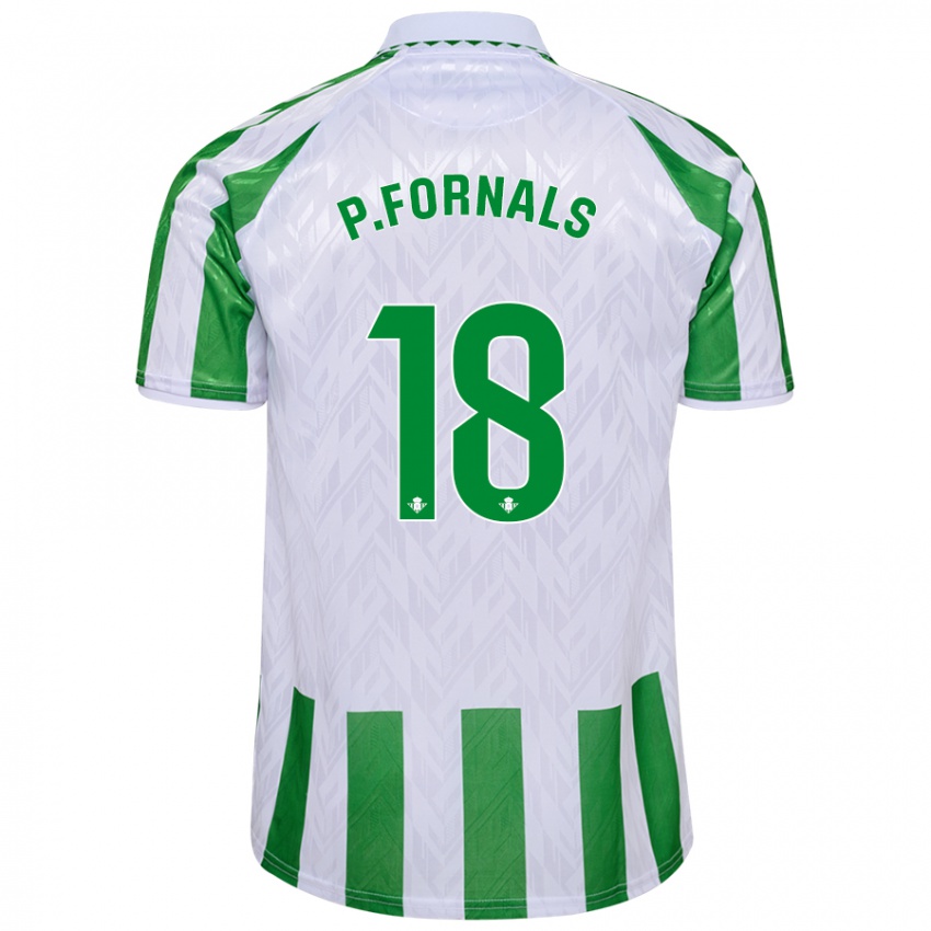 Niño Camiseta Pablo Fornals #18 Verde Rayas Blancas 1ª Equipación 2024/25 La Camisa